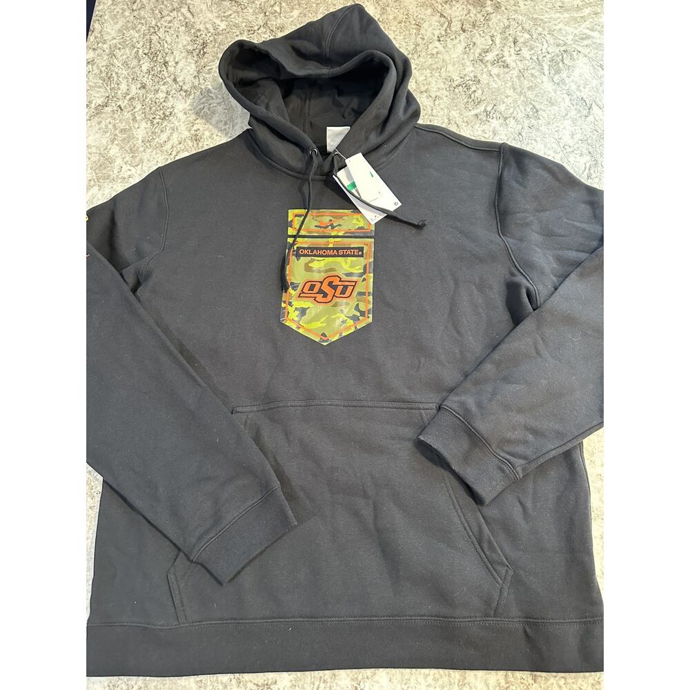 NWT Men’s Nike OSU Oklahoma State Cowboys Veterans Camo Pullover Hoodie XL Black